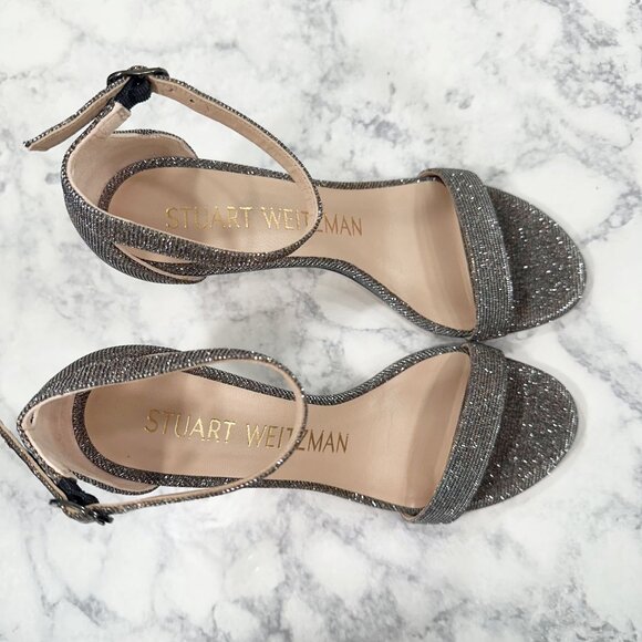 Stuart Weitzman NuNakedStraight Sandal in Noir Pyrite NWOT - Picture 5 of 10